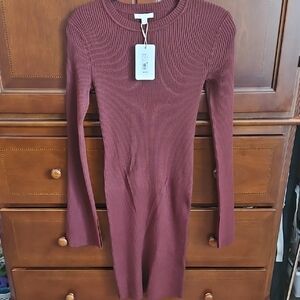 Women's Ribbed Knit Dress - Burgundy